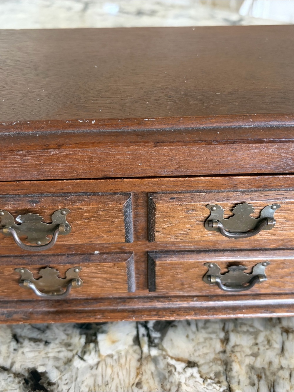 Classic Wooden Jewelry Organizer Box in Brown with Brass Handles